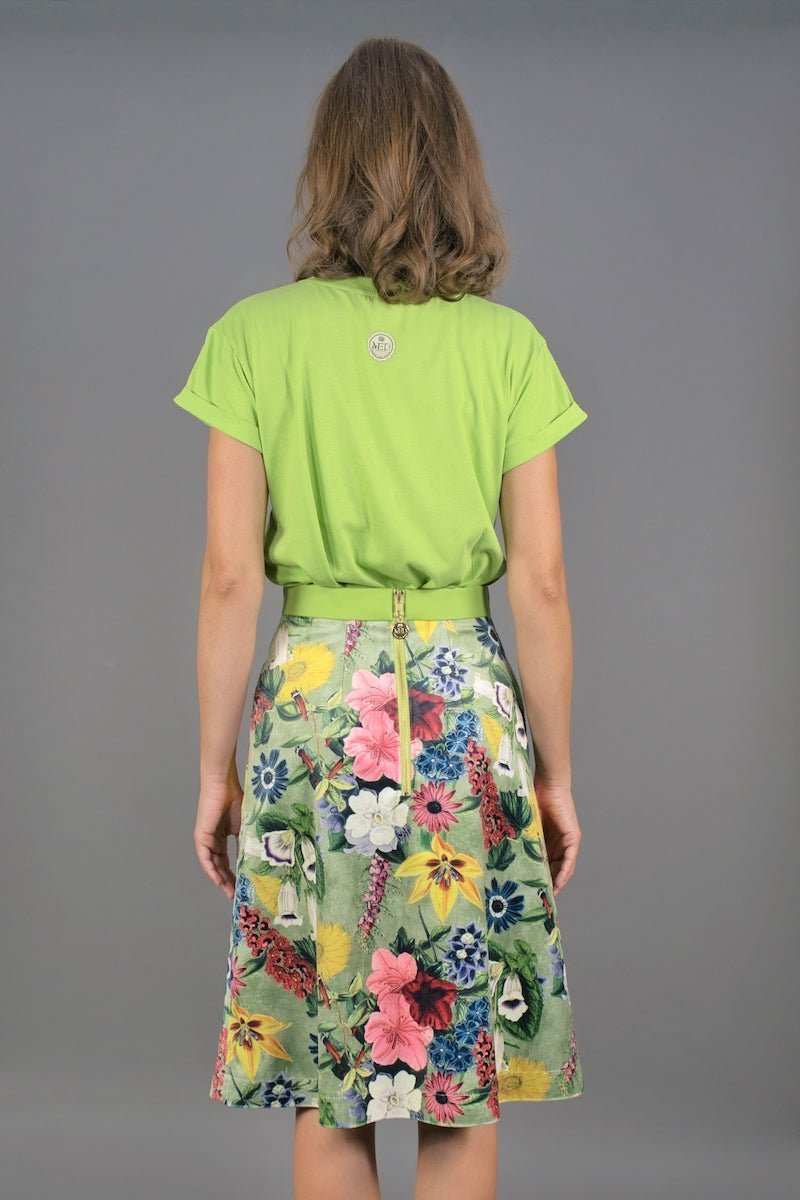 Midi Samt - Rock "COSMIC BLOOM" - limonengrün - Manuel Essl Design