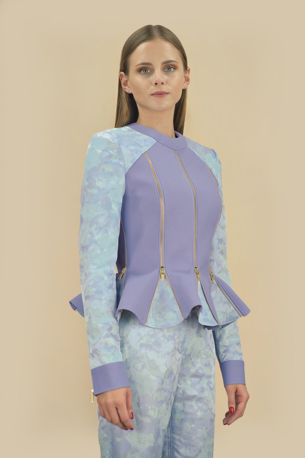 Jacke und Hose mit Zipps und Godets "JARDIM" - lilac - Manuel Essl Design