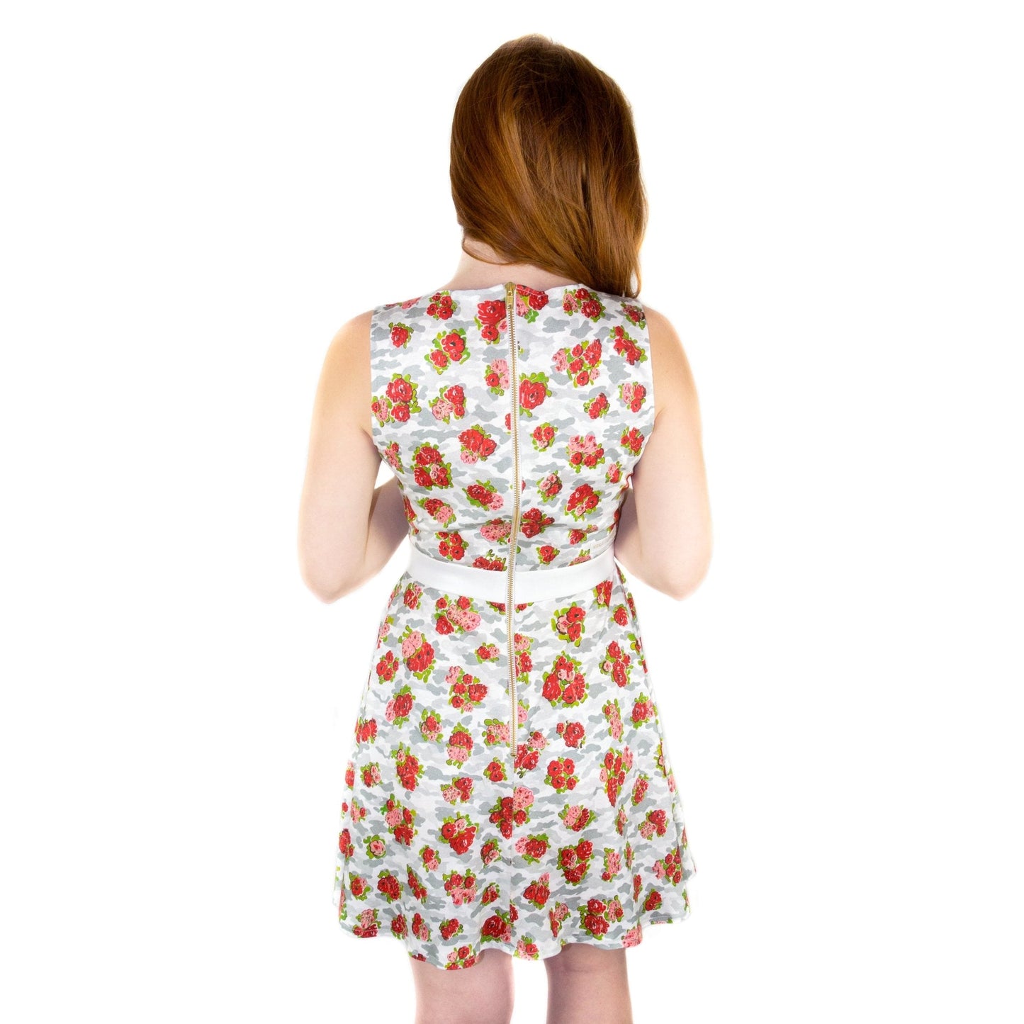 Skater Kleid aus Baumwoll - Jersey "ROSES" - weiß - Manuel Essl Design
