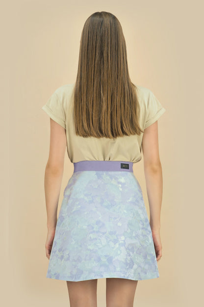 Ausgestellter Rock aus Jacquard und Rauleder - Imitat "JARDIM" - lilac - Manuel Essl Design
