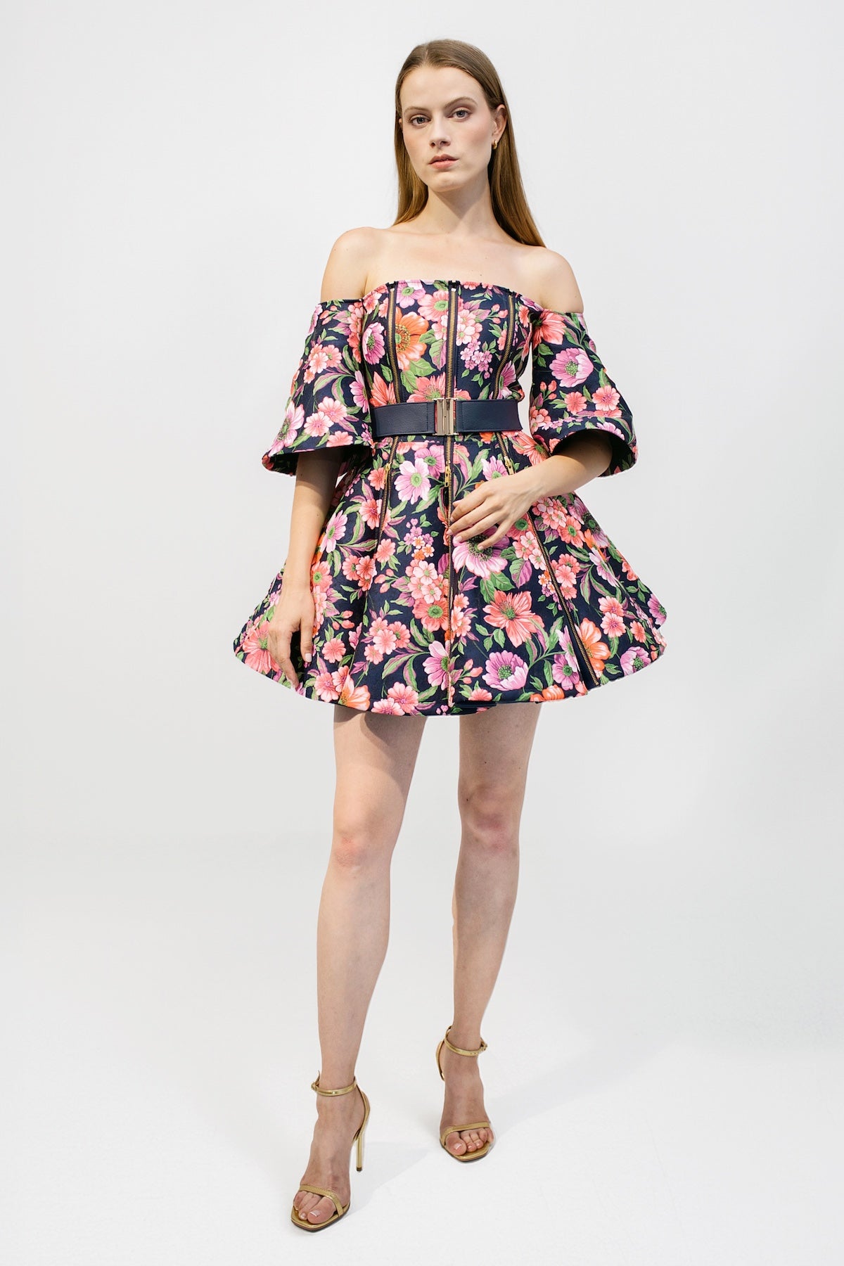 Biker Kleid mit doppelten Volants "ELIXIR" - floral - Manuel Essl Design