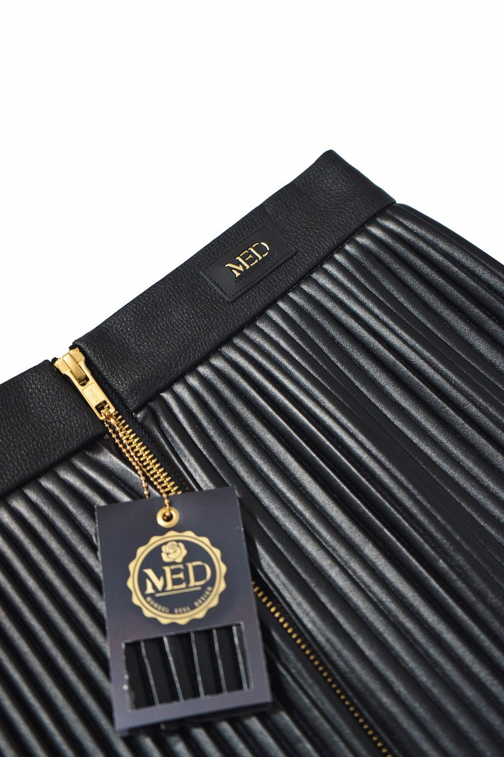 Gerader Plissee - Rock aus veganem Lederimitat - schwarz - Manuel Essl Design