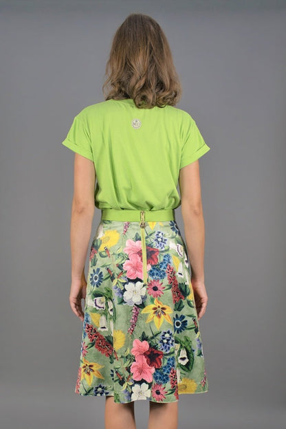 Midi Samt - Rock "COSMIC BLOOM" - limonengrün - Manuel Essl Design
