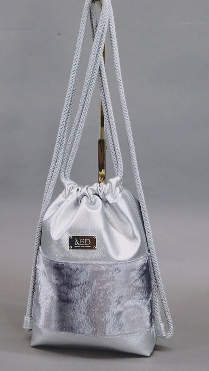 Mini Gym Bag "COSMIC BLOOM" - silber