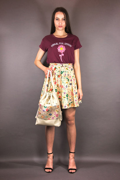 Gym Bag "FLOWERS" - beige - Manuel Essl Design