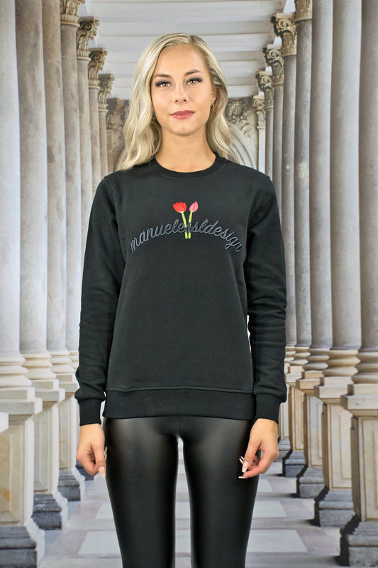 Sweatshirt "FLORAL" - schwarz - Manuel Essl Design