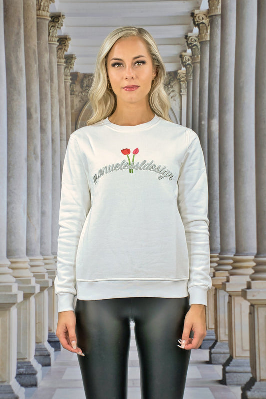 Sweatshirt "FLORAL" - weiß - Manuel Essl Design