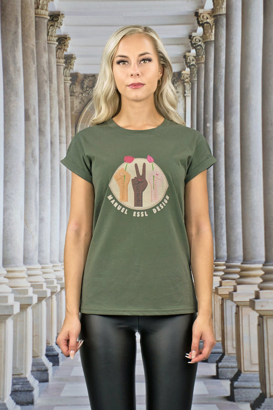 T-Shirt "EQUALITY" - oliv - Manuel Essl Design