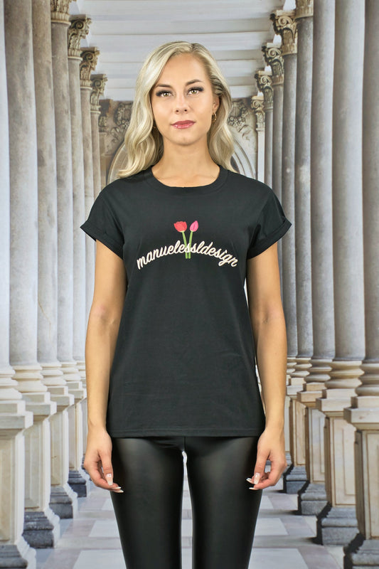 T-Shirt "FLORAL" - schwarz - Manuel Essl Design