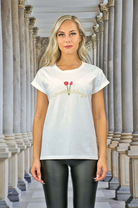 T-Shirt "FLORAL" - weiß - Manuel Essl Design