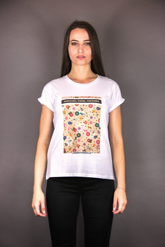 T-Shirt "FLOWERS PRINT" - weiß - Manuel Essl Design