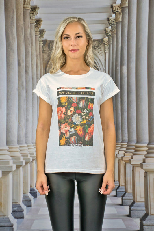 T-Shirt "SEA OF FLOWERS" - weiß - Manuel Essl Design
