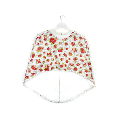 Vokuhila Cape "ROSES" - weiß - Manuel Essl Design